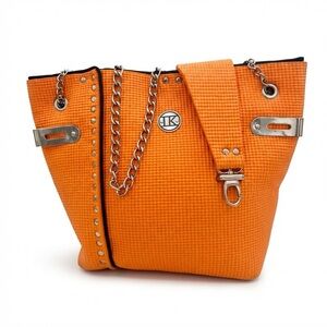 TK Orange Neoprene Sci-Fi Sporty Technical Fabric Purse Handbag Surfer Statement